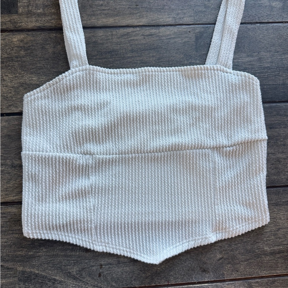 Rue 21 Textured White Crop Top